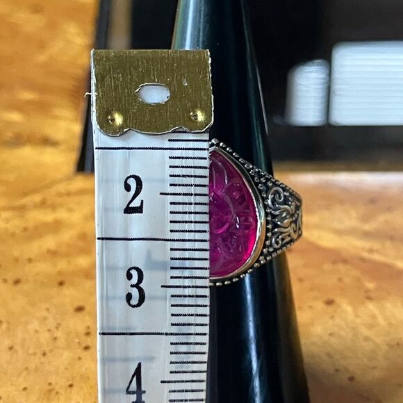 Natural Ruby Sterling Silver Artistic Ring Size 7 - Picture 6 of 8